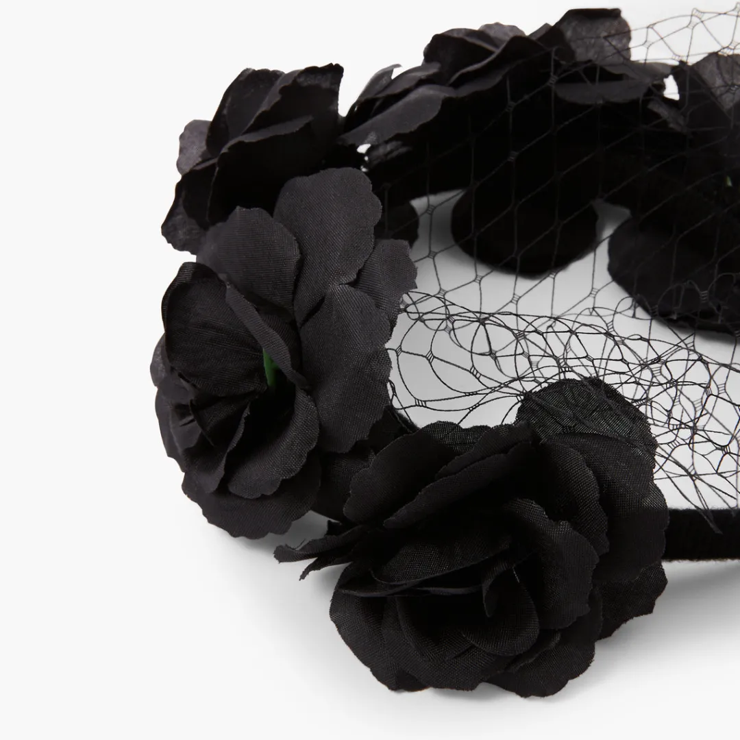 Sale Serre-tête Halloween voile et grosses fleurs Serre-Têtes
