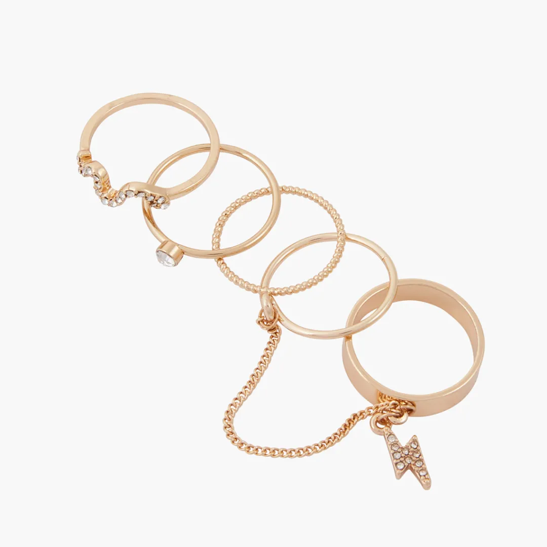 Outlet Set de 5 bagues assorties Bagues