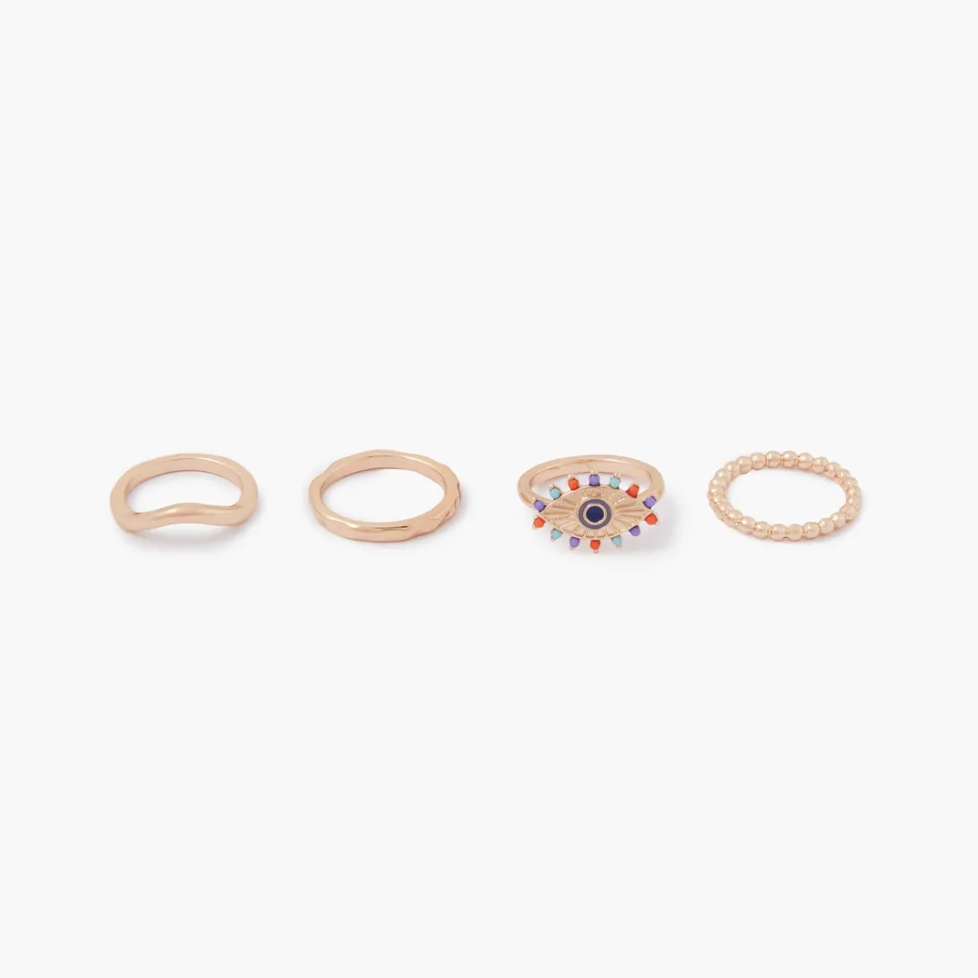 Best Set de 4 bagues assorties oeil Bagues