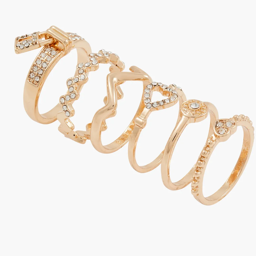 Best Set de 6 bagues avec strass Bagues