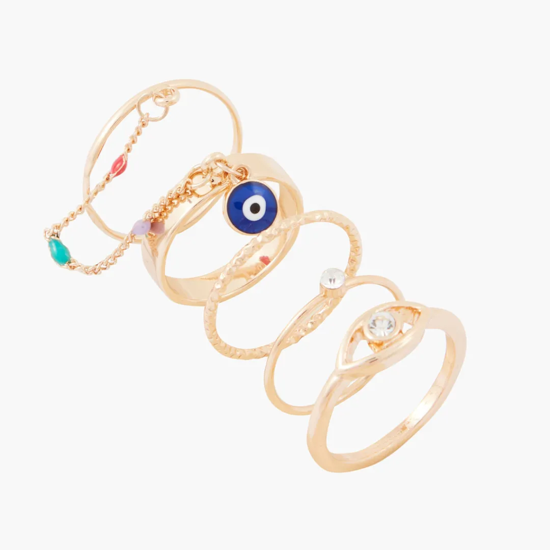 Clearance Set de 5 bagues fantaisies Bagues