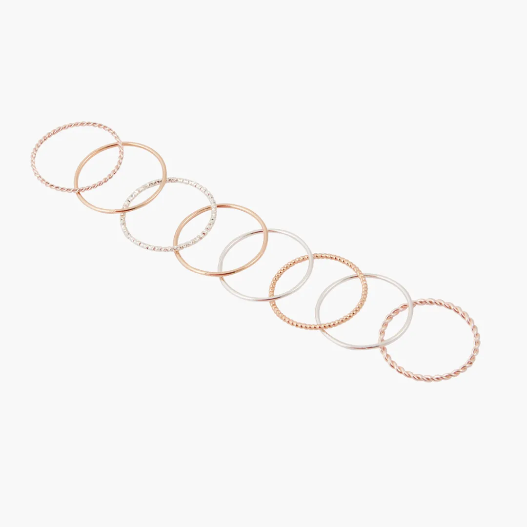 Cheap Set de 8 bagues fines - doré et argenté Bagues