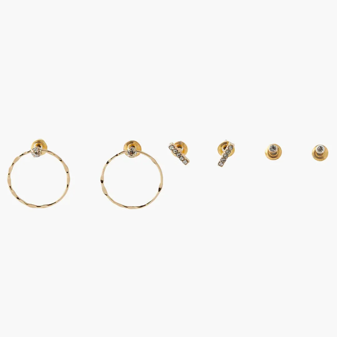 Cheap Set de 3 boucles d'oreilles assorties strass et anneaux Boucles D'Oreilles