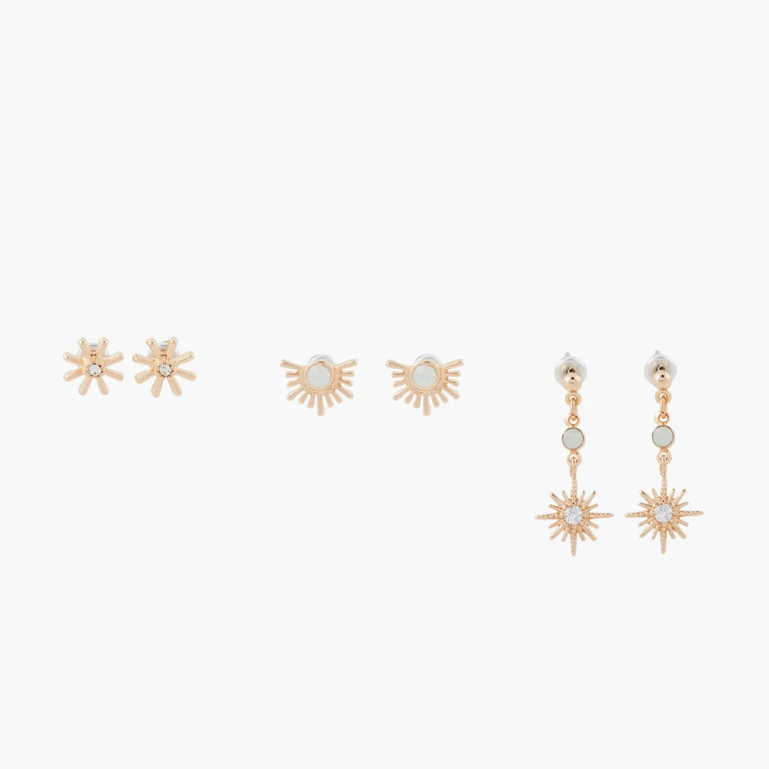 Discount Set de 3 boucles d'oreilles étoiles Boucles D'Oreilles