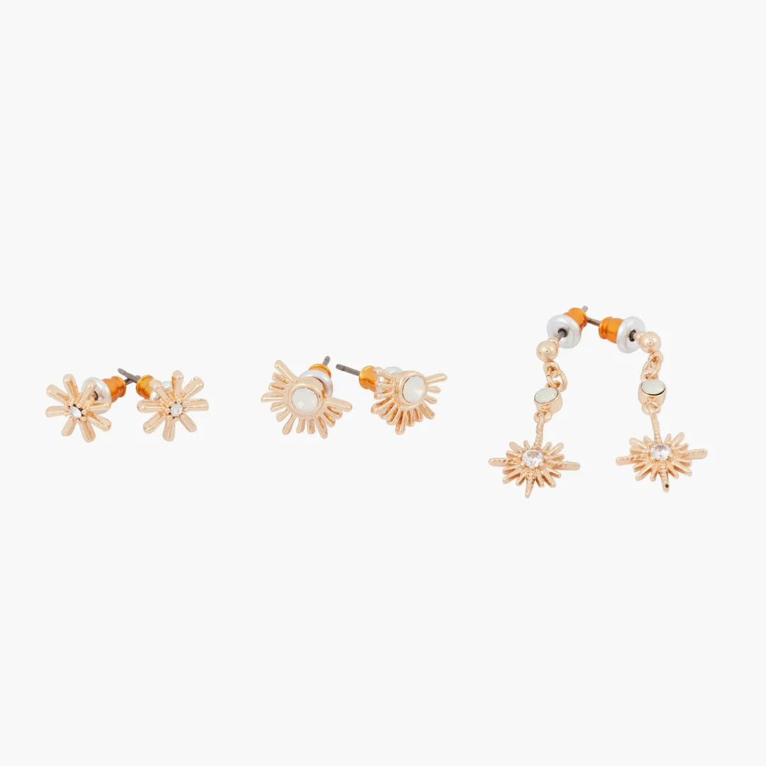 Discount Set de 3 boucles d'oreilles étoiles Boucles D'Oreilles