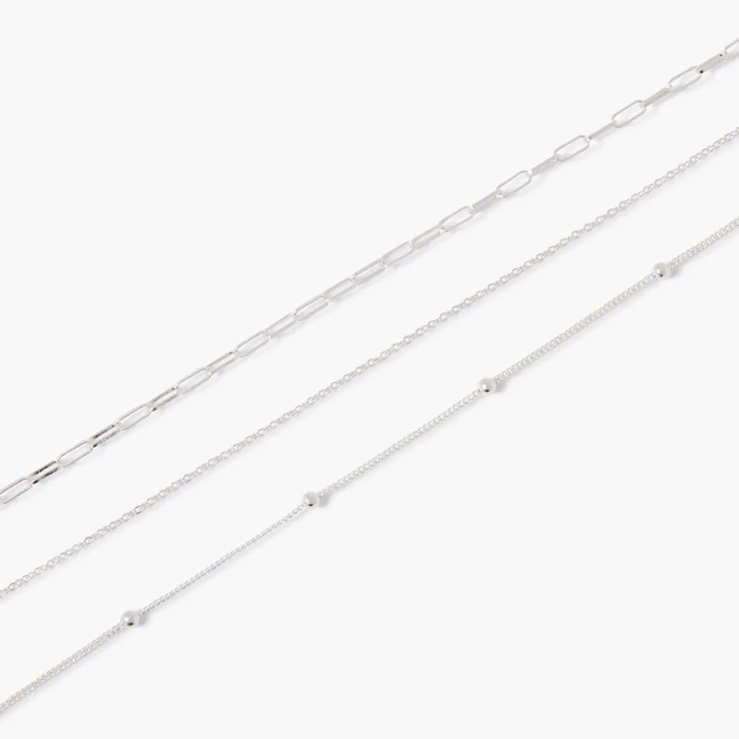 Online Set de 3 chaînes de cheville argentées Bijoux De Corps