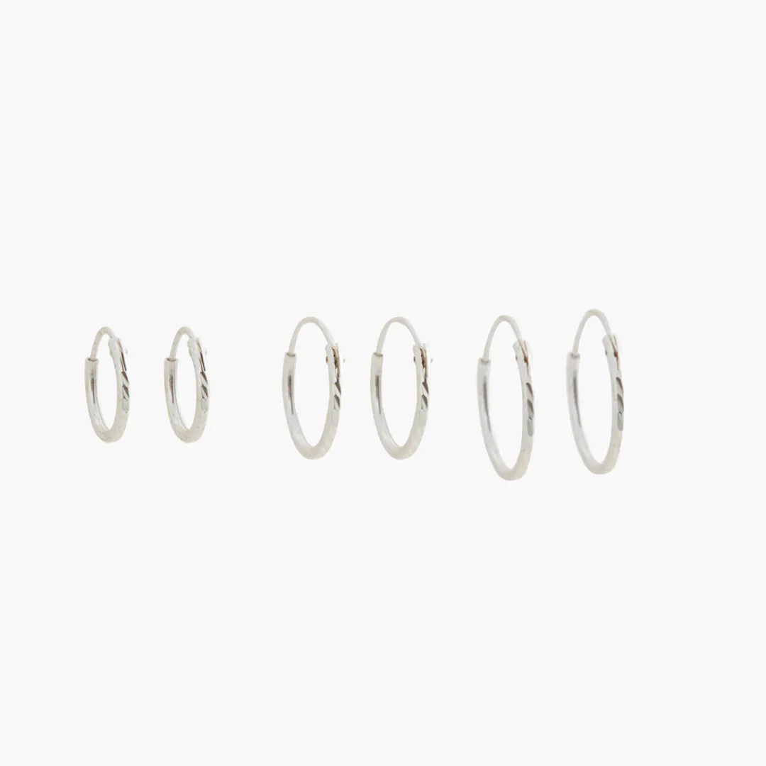 Shop Set de 3 créoles Argent Garanti Boucles D'Oreilles | Boucles D'Oreilles
