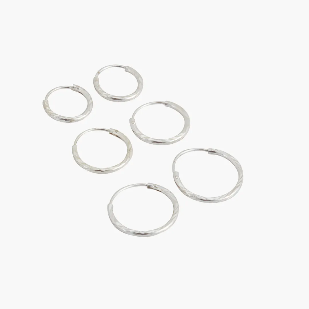 Shop Set de 3 créoles Argent Garanti Boucles D'Oreilles | Boucles D'Oreilles
