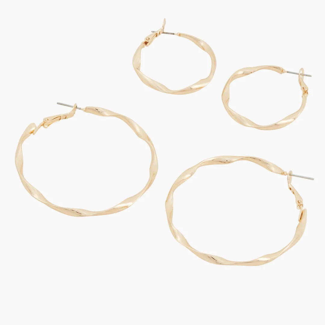 Best Sale Set de 2 créoles torsadées Boucles D'Oreilles