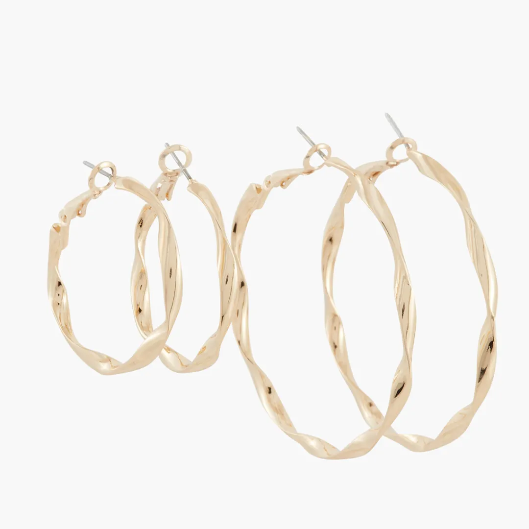 Best Sale Set de 2 créoles torsadées Boucles D'Oreilles