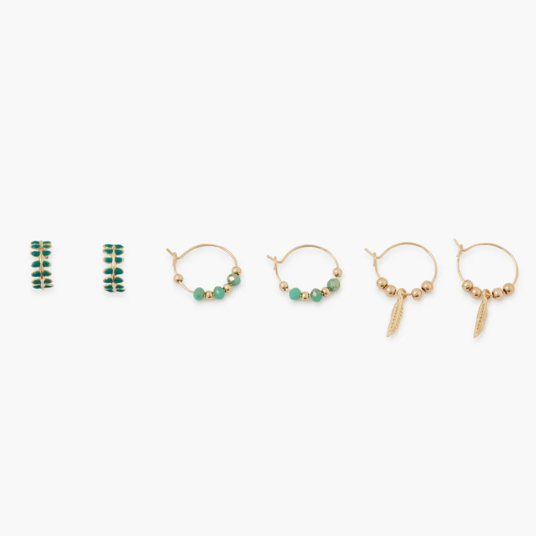 Store Set de 3 mini créoles épis Boucles D'Oreilles