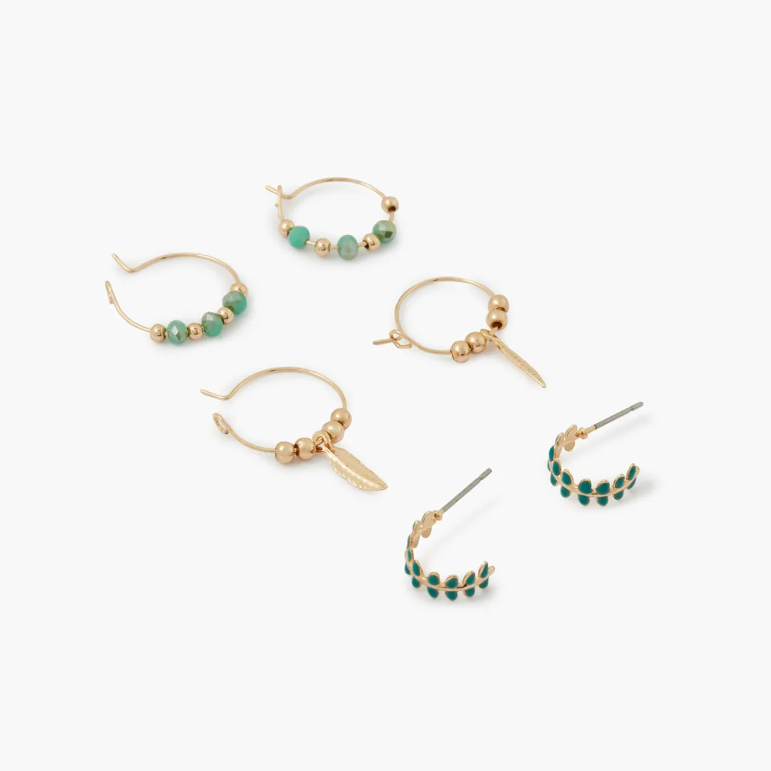 Store Set de 3 mini créoles épis Boucles D'Oreilles