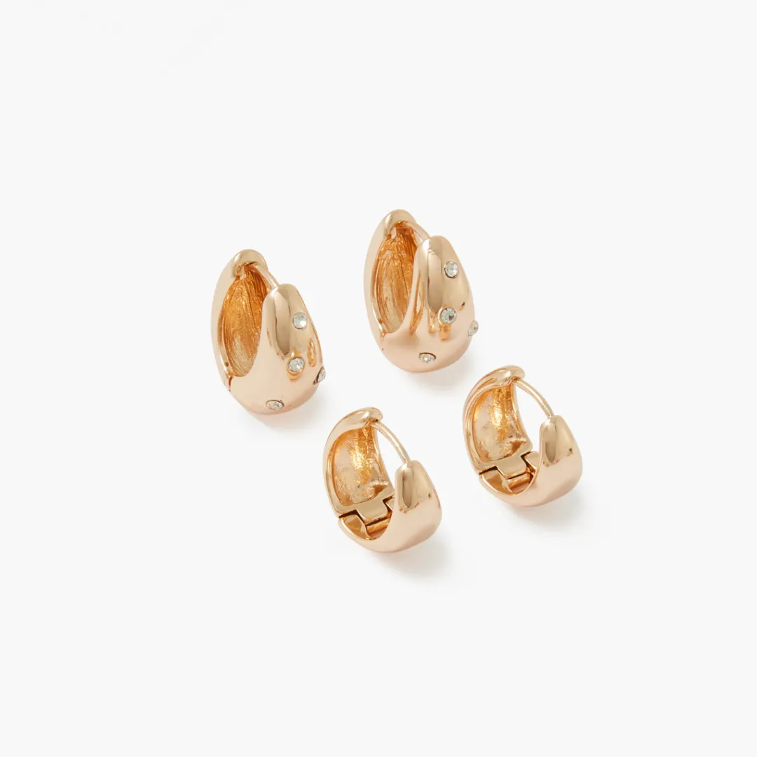 Store Set de 2 paires de créoles articulées Boucles D'Oreilles