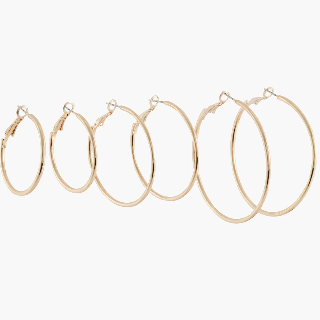 Flash Sale Set de 3 paires de créoles de tailles différentes Boucles D'Oreilles