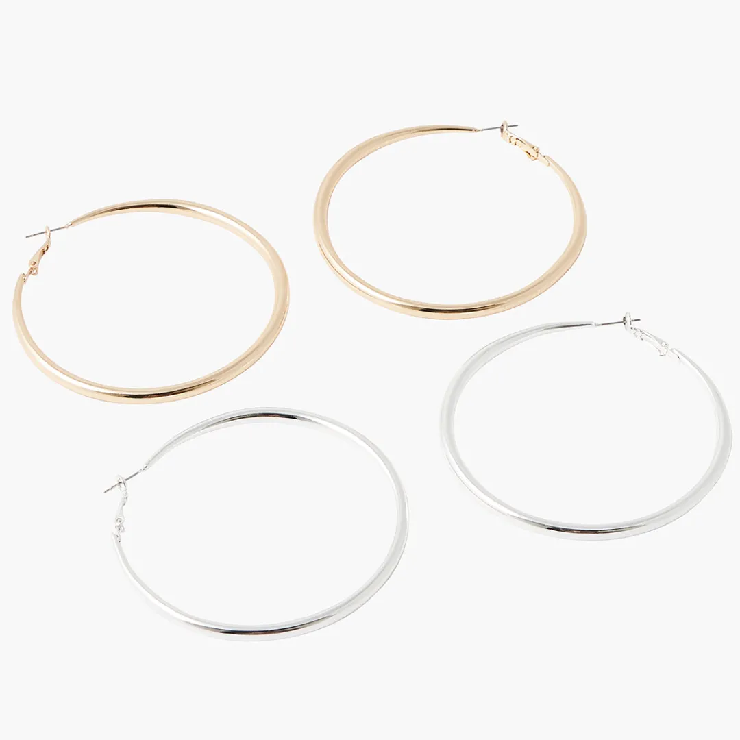 Cheap Set de 2 paires de créoles 70mm Boucles D'Oreilles