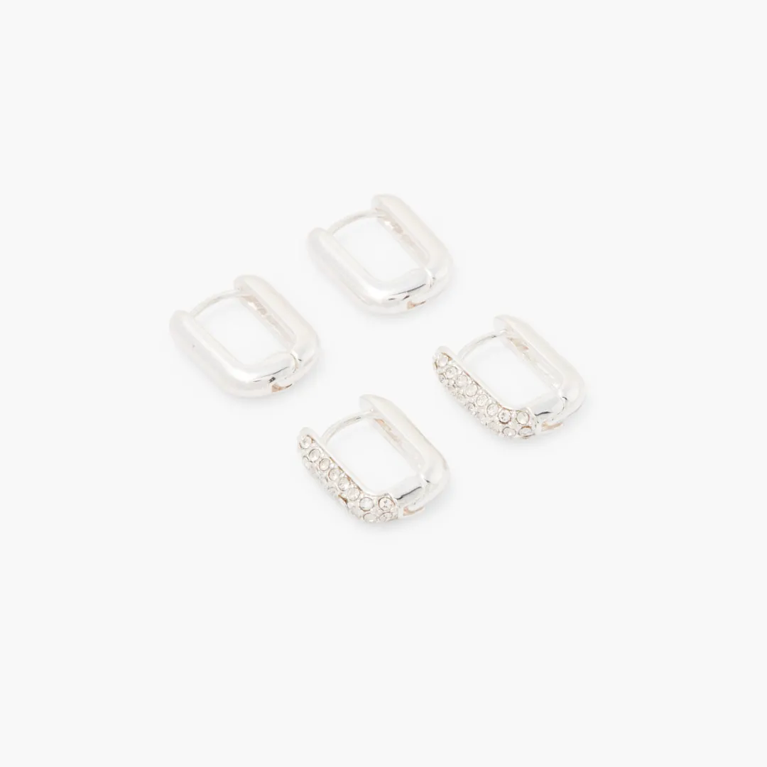 Best Sale Set de 2 paires de créoles rectangulaires Boucles D'Oreilles