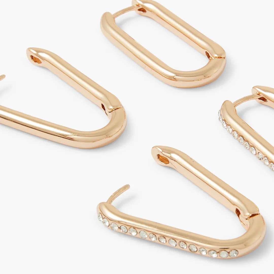 Sale Set de 2 paires de créoles rectangulaires Boucles D'Oreilles