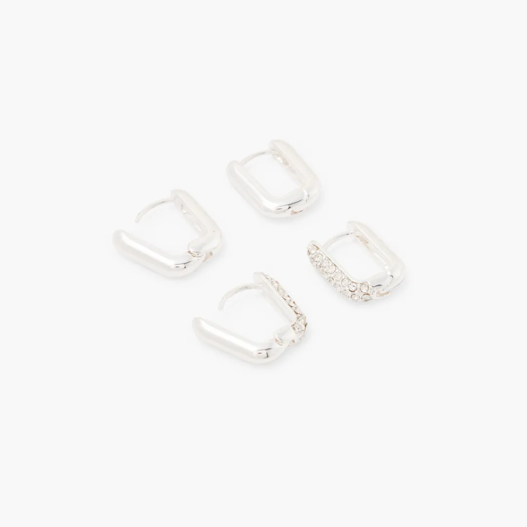 Best Sale Set de 2 paires de créoles rectangulaires Boucles D'Oreilles