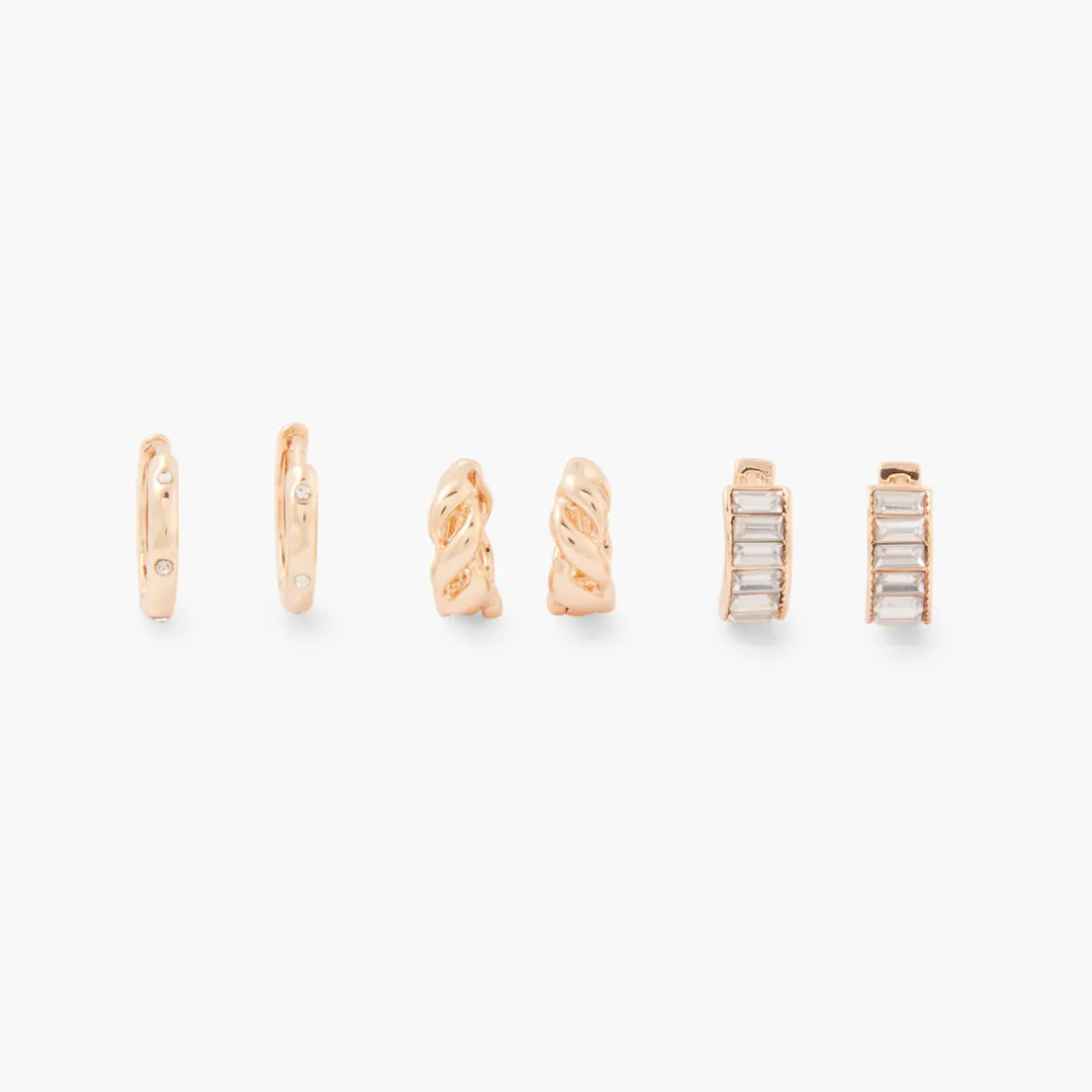 Sale Set de 3 petites créoles articulées Boucles D'Oreilles