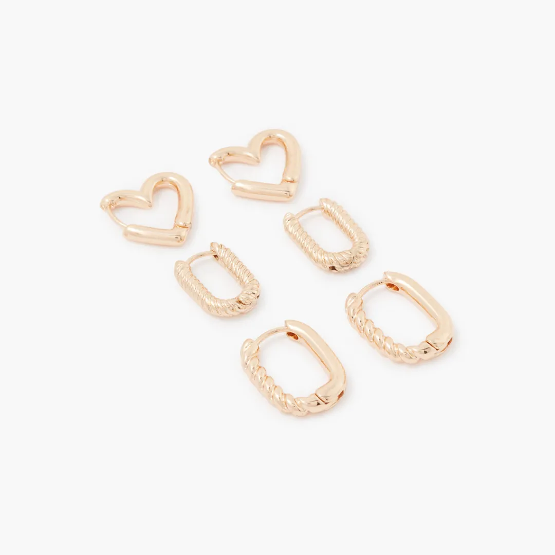 Cheap Set de 3 petites créoles assorties Boucles D'Oreilles