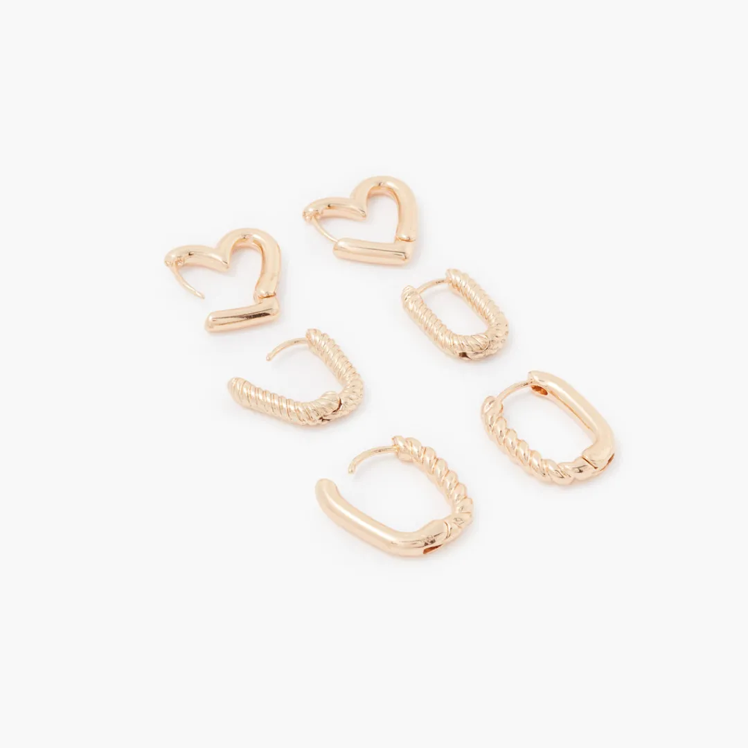 Cheap Set de 3 petites créoles assorties Boucles D'Oreilles