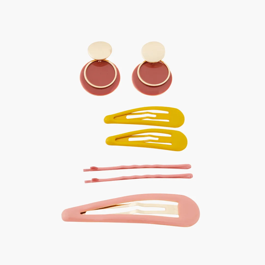 Clearance Set de 3 pinces à cheveux + 1 paire de boucles d'oreilles Pinces À Cheveux