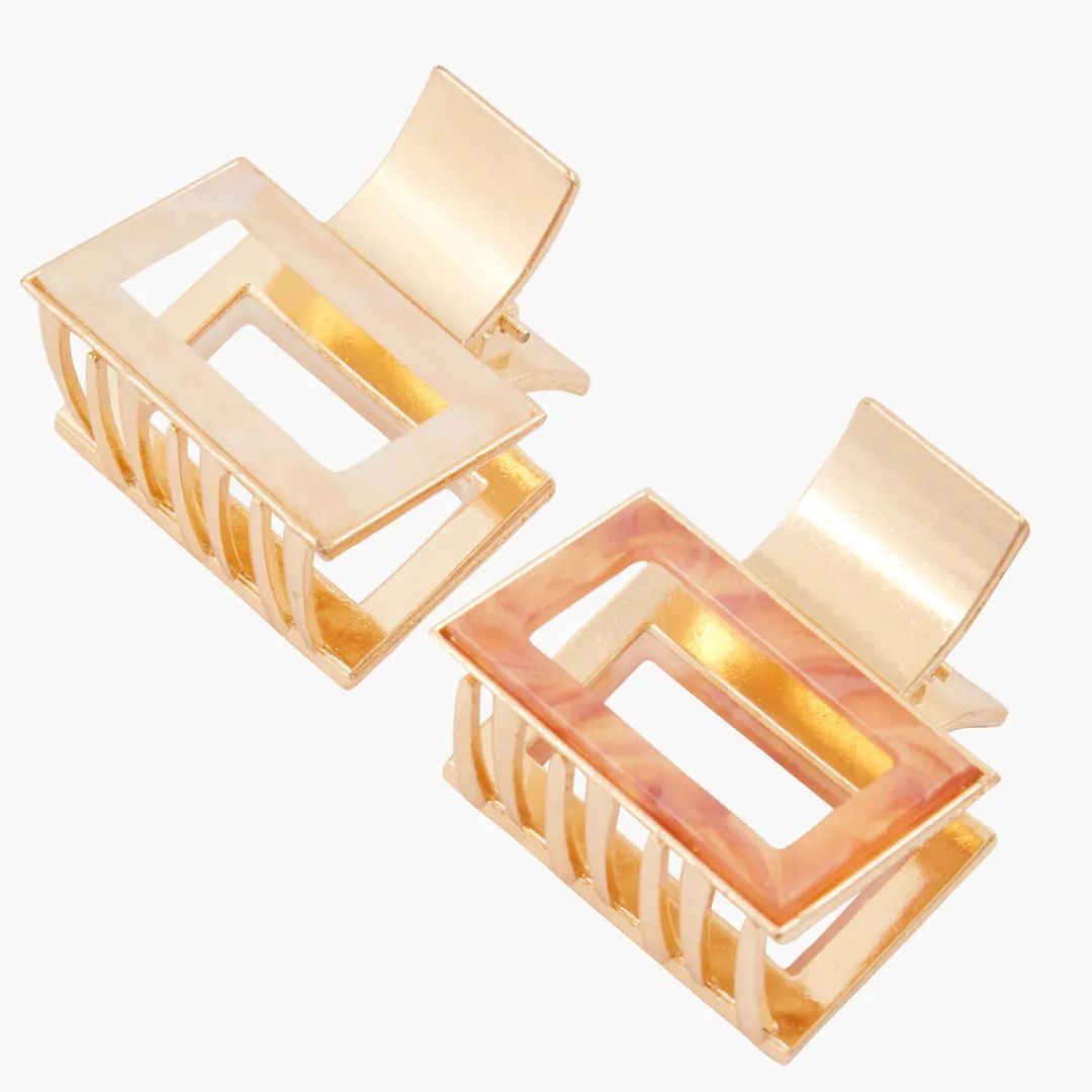 Discount Set de 2 pinces en métal et résine Pinces À Cheveux