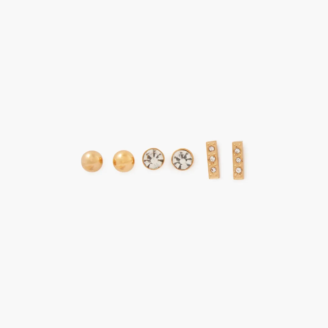 Shop Set de 3 puces d'oreilles acier inoxydable Boucles D’Oreilles | Boucles D'Oreilles