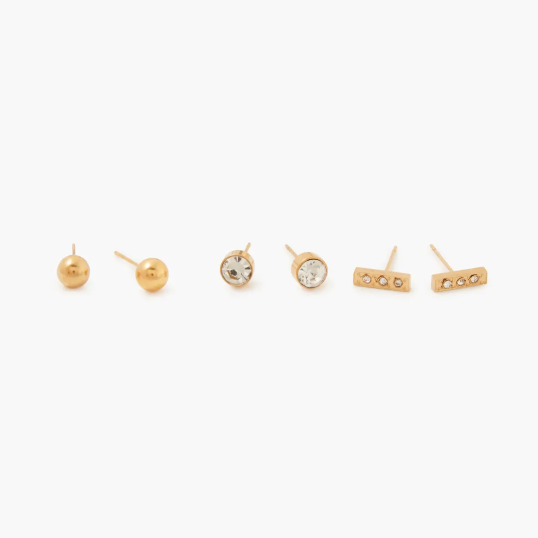 Shop Set de 3 puces d'oreilles acier inoxydable Boucles D’Oreilles | Boucles D'Oreilles