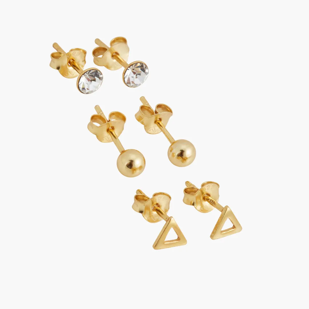Best Set de 3 puces d'oreilles Argent Garanti Boucles D'Oreilles | Boucles D'Oreilles