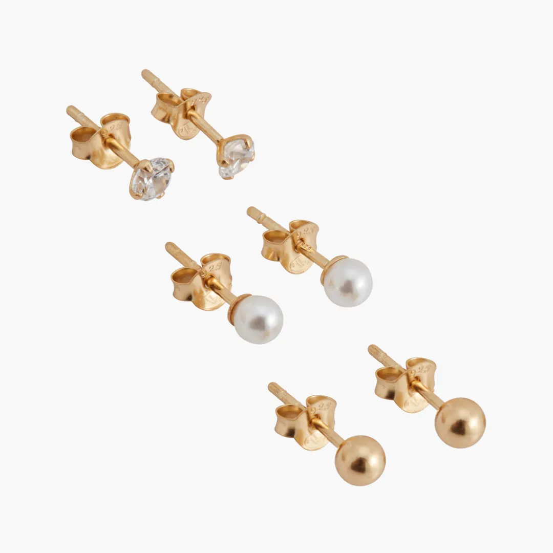 Flash Sale Set de 3 puces d'oreilles Argent Garanti Boucles D'Oreilles | Boucles D'Oreilles