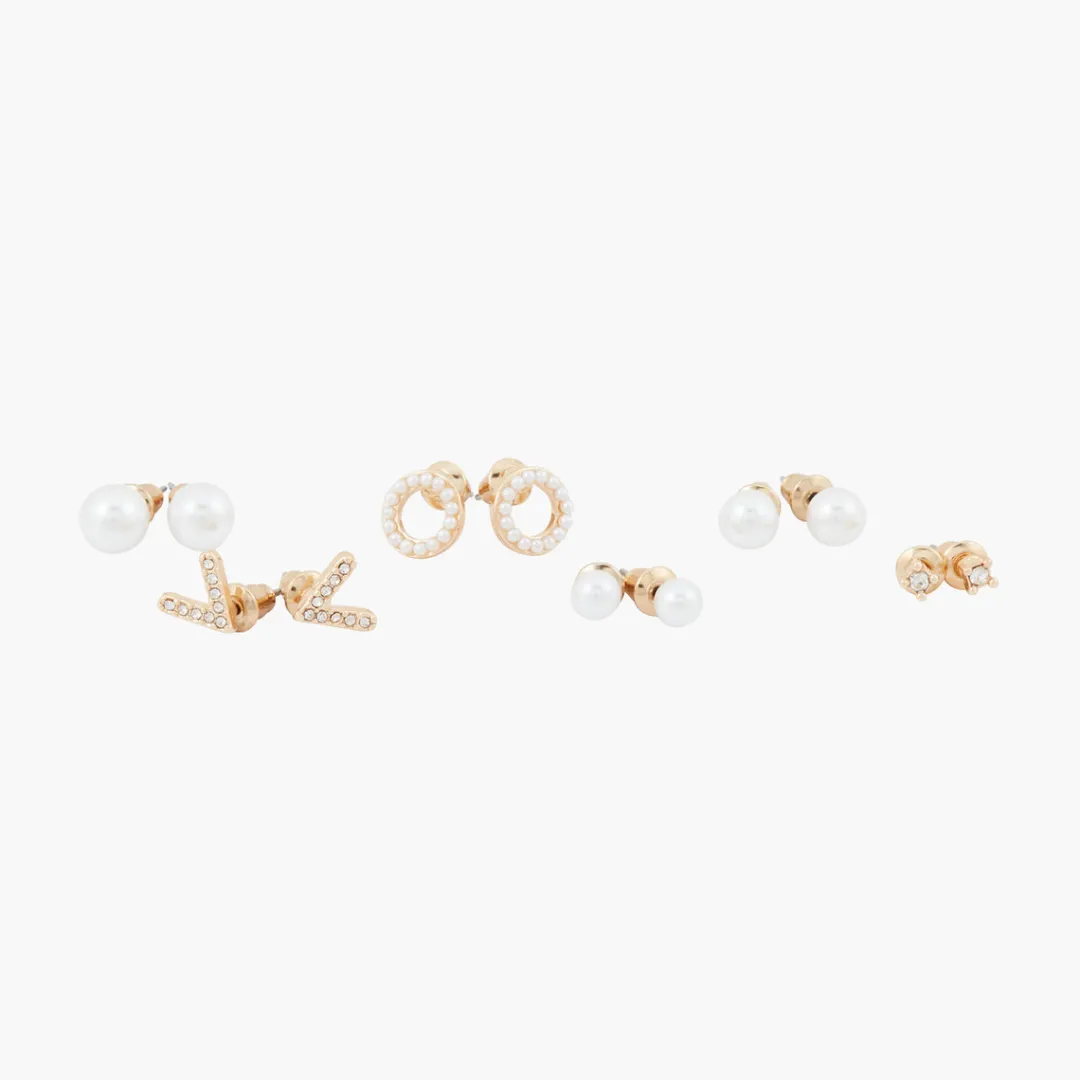 Flash Sale Set de 6 puces d'oreilles perles et strass Boucles D'Oreilles