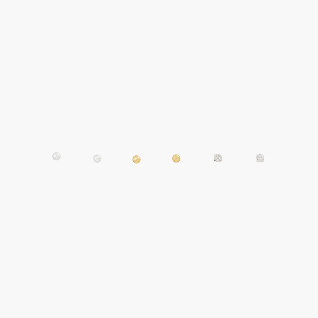 Store Set de 3 puces d'oreilles zirconium Argent Garanti Boucles D'Oreilles | Boucles D'Oreilles