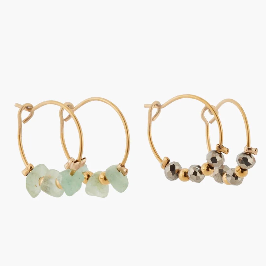 Cheap Set de mini créoles Acier Inoxydable pierres d'Aventurine Boucles D’Oreilles | Boucles D'Oreilles