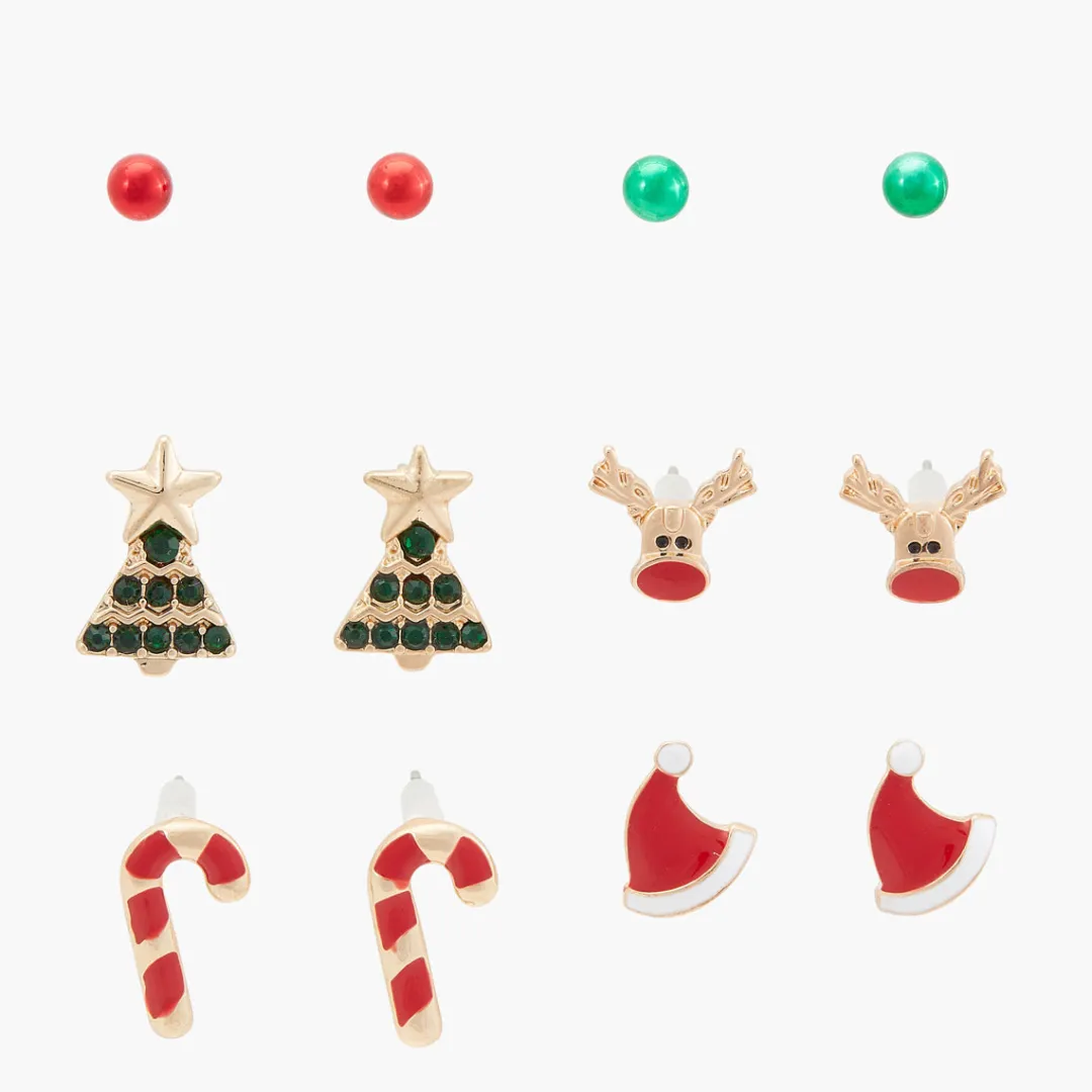 Best Sale Set de puces d'oreilles multicolore Xmas Party Boucles D'Oreilles